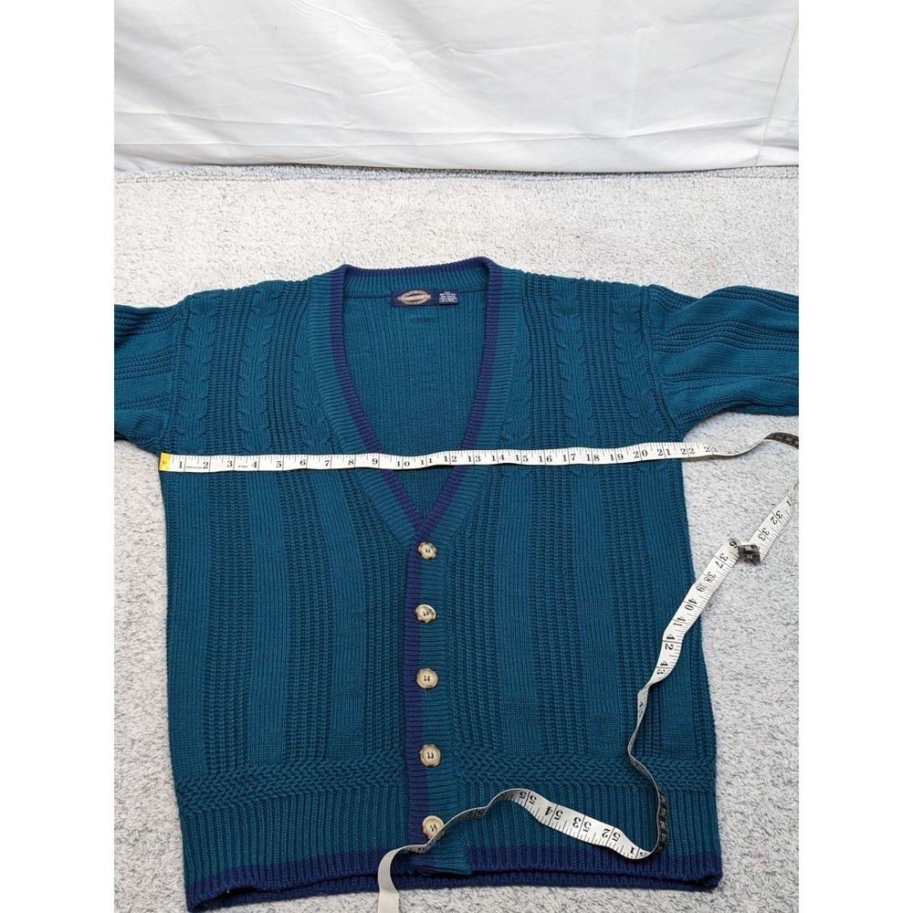 Towncraft Cardigan Sweater Knit Teal‎ Blue MT Tall 38–40 Grandpa Core Y2K Soft - Picture 7 of 12